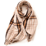 Load image into Gallery viewer, Striped Plaid Faux Cashmere Wrap with Fringe M5A233