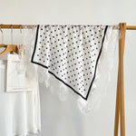 Load image into Gallery viewer, Vintage Lace Trim Satin Square Scarf 70cm Women N6H121