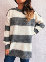 Load image into Gallery viewer, Color Block Stripe Pullover Round Neck Loose Fit N5A833