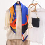 Load image into Gallery viewer, Retro Graffiti Niche Blue 90x90 Poly Scarf Women M5A357