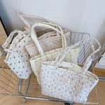 Load image into Gallery viewer, Pastel Floral Quilted Tote Bag Women Large S5P649