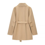 Load image into Gallery viewer, Autumn Trench Coat Women Khaki Loose Fit Mid Length N5A677