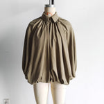 Load image into Gallery viewer, Notched Collar Puff Sleeve Baseball Jacket Women N6A154