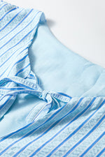 Load image into Gallery viewer, V Neck Puff Sleeve Bow Tie Chiffon Top Women N6B073