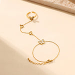 Load image into Gallery viewer, Mother of Pearl Finger Chains Steel Butterfly Motif S5P137