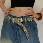Load image into Gallery viewer, Rhinestone Leopard Print Belt Women N6C179
