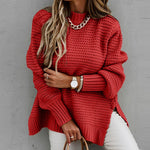 Load image into Gallery viewer, High Neck Side Slit Sweater Women Chunky Knit Casual N5A843