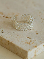 Load image into Gallery viewer, Lace Diamond Adjustable Silver Ring Women N6C002