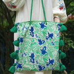 Load image into Gallery viewer, Color Block Fringe Canvas Tote Bag Women S5P793