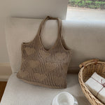 Load image into Gallery viewer, Vintage Knit Heart Mesh Tote Bag Women N6C068