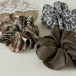 Load image into Gallery viewer, Leopard Print Satin Large Scrunchy Women S5P767