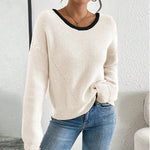 Load image into Gallery viewer, V Neck Bow Knit Sweater Casual Loose Fit Pullover N5A883