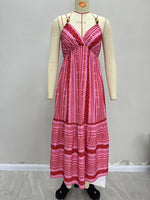 Load image into Gallery viewer, Bohemian Print Backless Maxi Dress Halter Long Sleeve N6A103