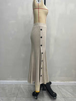 Load image into Gallery viewer, Beige High Waist Side Button Knit Skirt Women N5A705