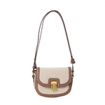 Load image into Gallery viewer, Contrast Panel Saddle Shoulder Bag Canvas Polyester S5P334
