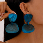 Load image into Gallery viewer, Angular Facet Earrings Acrylic Silver Plated S5P145