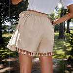 Load image into Gallery viewer, Bohemian Fringe Tie Up High Waist Shorts Women N6A105