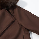 Load image into Gallery viewer, Womens Detachable Fur Collar Tie Waist Jacket Brown N5A671