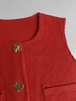 Load image into Gallery viewer, Street Style Chunky Knit Vest Red Open Front Cardigan N5A776