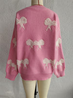 Load image into Gallery viewer, Bow Color Block Sweater Women Sweet Knit Round Neck N5A862