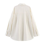 Load image into Gallery viewer, Striped Button Down Shirt Lapel Tie Neck Long N6A165