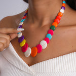 Load image into Gallery viewer, Oversized Textured Gemstone Beaded Geometric Necklace N6H066
