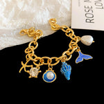 Load image into Gallery viewer, Ocean Charm Bracelet Adjustable Pearl Chain N6A144