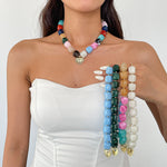 Load image into Gallery viewer, Womens Vintage Marbled Heart Resin Beaded Necklace N6K178