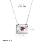 Load image into Gallery viewer, Heart Envelope Locket Photo Necklace Red Zircon N6C181