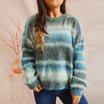Load image into Gallery viewer, Tie Dye Stripe Pullover Gradient Faux Mink Knit N5A835