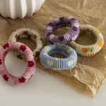 Load image into Gallery viewer, Heart Jacquard Thick Terry Scrunchie No Seam Hair Tie N6F129