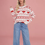 Load image into Gallery viewer, Heart Jacquard Knit Pullover Women Casual N5A910