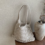 Load image into Gallery viewer, Handmade Cotton Rope Straw Woven Drawstring Bag N6A121