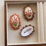 Load image into Gallery viewer, Womens Hand Crocheted Pearl Floral Hair Clip N6K316