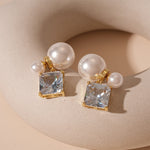 Load image into Gallery viewer, Zircon Pearl Square Stud Earrings Women N6H154