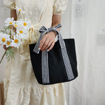 Load image into Gallery viewer, Bow Canvas Handbag Women Dark Academia Shoulder Tote N6F103