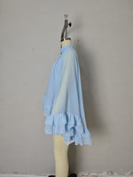 Load image into Gallery viewer, Light Blue Chiffon Cape Dress Women Half High Neck N5A925