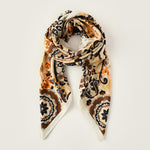 Load image into Gallery viewer, Floral Print Faux Silk Square Scarf M5A237