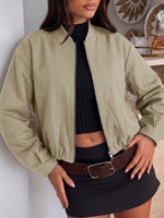 Load image into Gallery viewer, Streetwear Solid Cropped Bomber Jacket Women N6H293