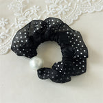 Load image into Gallery viewer, Polka Dot Pearl Mini Scrunchie High Elasticity Women N6H186