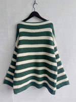 Load image into Gallery viewer, Off Shoulder Stripe Knit Sweater Women Loose Fit N5A845
