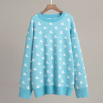 Load image into Gallery viewer, Sailboat Print Knit Sweater Women Multiple Colors N5A539