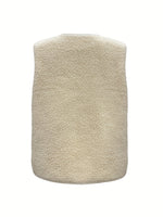 Load image into Gallery viewer, Sleeveless Cardigan Vest Beige Polyester Filled Knit N5A764