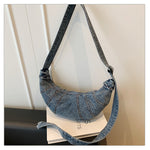 Load image into Gallery viewer, Women's Washed Denim Dumpling Crossbody Bag N6J197