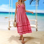 Load image into Gallery viewer, Bohemian Print Backless Maxi Dress Halter Long Sleeve N6A103