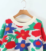 Load image into Gallery viewer, Oversized Floral Embroidered Sweater Women N5A854