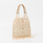 Load image into Gallery viewer, Handwoven Wood Bead Fringe Tote Beach Large Capacity S5P963