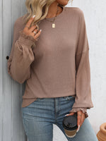 Load image into Gallery viewer, Relaxed Ribbed Long Sleeve T-Shirt Women N6A197