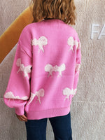 Load image into Gallery viewer, Bow Color Block Sweater Women Sweet Knit Round Neck N5A862