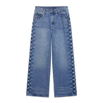 Load image into Gallery viewer, Rivet Straight-leg Jeans Women Blue N6B024